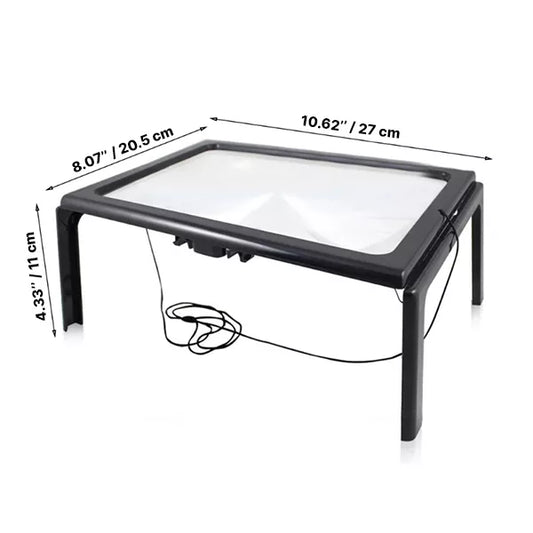 3X LED Page Magnifying Glass – Full Page Reading Magnifier with Light for Books, Newspapers & Small Print, Seniors & Low Vision Aid