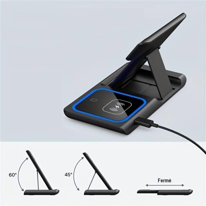 3-in-1 Magnetic Wireless Charger for iPhone – Foldable MagSafe Charging Station for iPhone, Apple Watch & AirPods, Compact Travel Wireless Pad