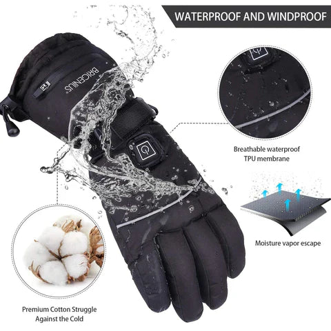 2 Pairs Rechargeable Heated Gloves – Battery Powered Electric Gloves for Men & Women, 3 Temperature Settings, Arthritis & Cold Weather Hand Warmers