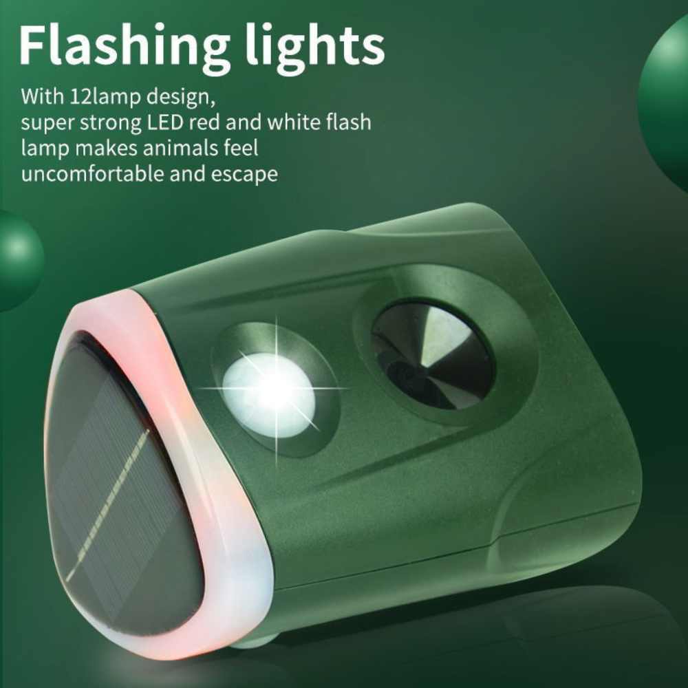 360° 3-in-1 Ultrasonic Animal & Cat Repellent – Solar Powered Outdoor Pest Deterrent with Sonic, Ultrasonic & Flashing Light Modes