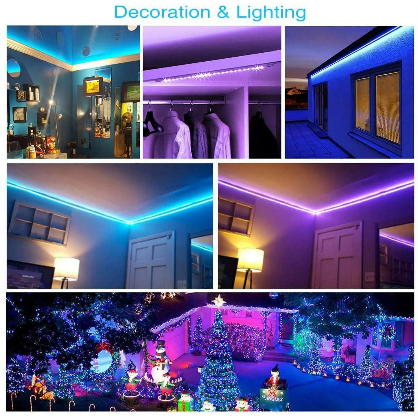 32ft RGB LED Strip Lights – Color Changing Smart LED Light Strip with Remote & App Control for Bedroom, Gaming Room, TV Backlight & Home Décor