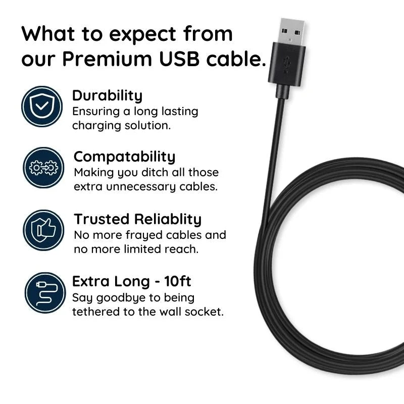 10ft Premium Micro USB Charging & Data Transfer Cable – Fast Charge Braided Nylon Cable, Compatible with Android, Samsung, Kindle, PS4