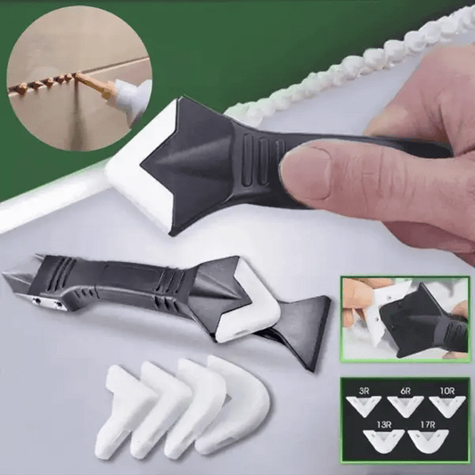 3-in-1 Caulk Remover & Applicator Tool – Stainless Steel Silicone Caulking Scraper, Finisher & Smoother for Bathroom, Kitchen & Window Sealing