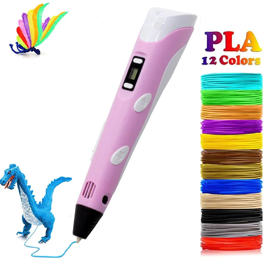 3D Printing Pen for Kids with PLA Filament Starter Kit – Safe Low-Temp Children's Drawing Pen for Creative Art, STEM Learning, Blue & Pink