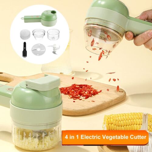 4-in-1 Wireless Electric Food Chopper Set – Handheld Rechargeable Mini Vegetable Cutter, Grinder, Blender & Slicer for Kitchen Meal Prep