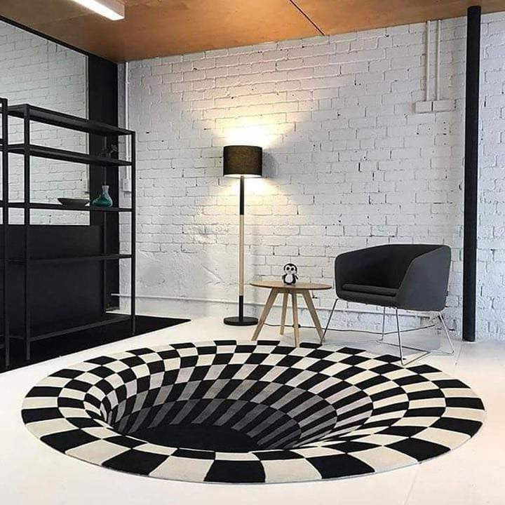 3D Vortex Illusion Rug – Optical Illusion Black Hole Carpet for Living Room & Bedroom, Mind-Bending Vertigo Floor Rug, 19–32 Inch
