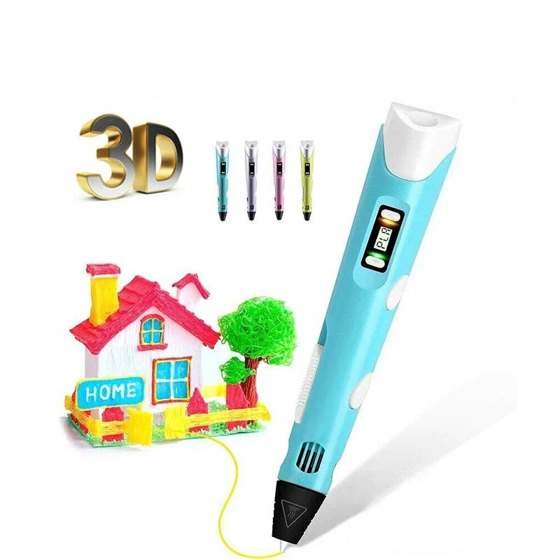 3D Printing Pen for Kids with PLA Filament Starter Kit – Safe Low-Temp Children's Drawing Pen for Creative Art, STEM Learning, Blue & Pink