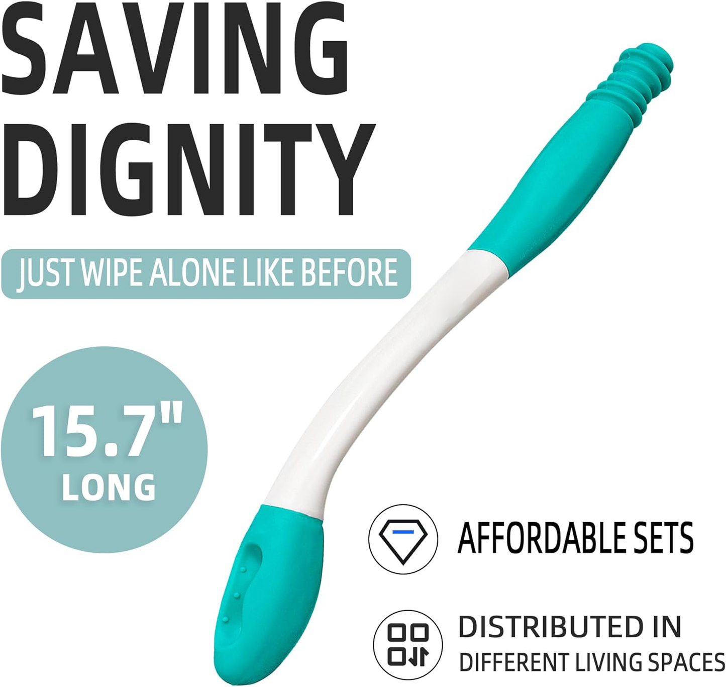 2-Pack Long Reach Wiping Tool – Extendable Bathroom Hygiene Aid with Secure Tissue Gripper, Comfortable Ergonomic Grip Handle