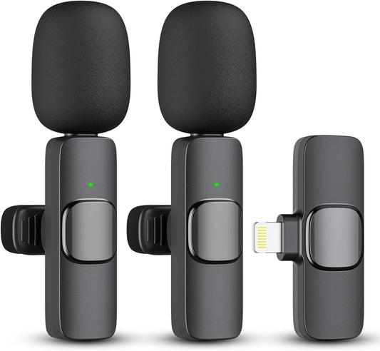 2-Pack Wireless Microphone for iPhone & iPad – Clip-On Lapel Mic for Content Creators, TikTok, YouTube, Vlogging, Interviews, Live Streaming