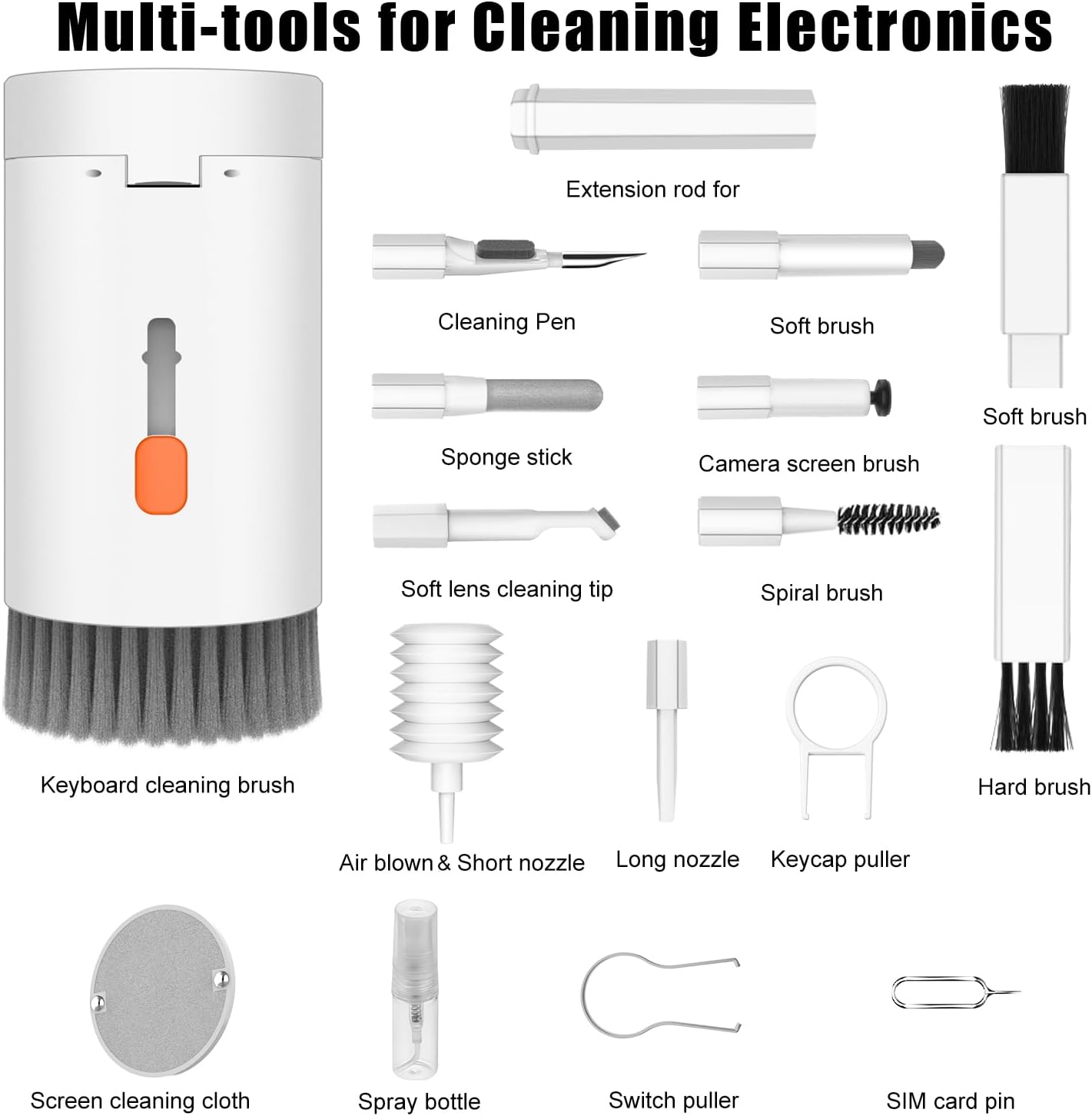 20-in-1 Keyboard, Earbuds & Electronics Cleaning Kit – Detailing Brush Set for Laptop, MacBook, iPhone, AirPods, Gaming Controller & PC Cleaning