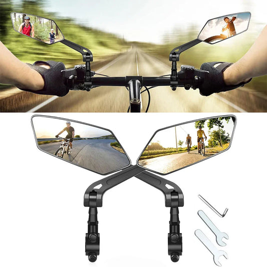 2-Pack Bike Rearview Mirrors – 360° Adjustable Wide Angle Bicycle Handlebar Mirror for Road Bikes, Mountain Bikes, E-Bikes, Cycling Safety