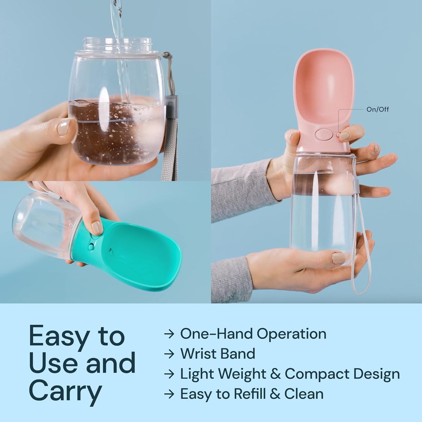 19 oz Portable Dog Water Bottle – Leak-Proof Travel Pet Water Dispenser with Foldable Trough for Walking, Hiking, Camping with Dogs & Cats