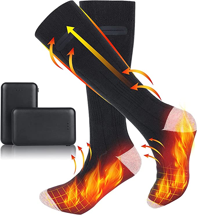 2 Pairs Rechargeable Heated Socks – Electric Battery Heated Thermal Socks for Men & Women, 3 Heat Settings, Up to 8 Hours Warmth for Winter Outdoor Activities