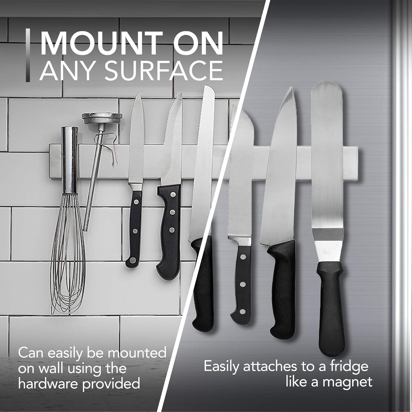 14-Inch Magnetic Knife Holder Strip – Wall-Mounted Kitchen Knife Rack for Knives, Scissors, Tools, Utensils, Space-Saving Knife Storage