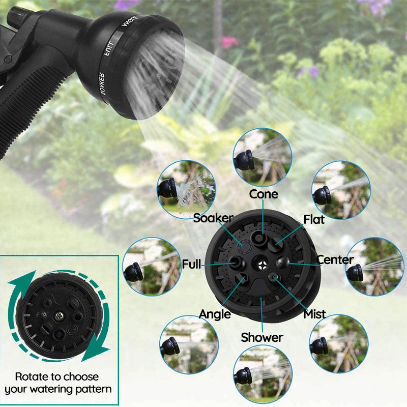 Expandable Garden Water Hose – Lightweight Flexible No-Kink Hose Pipe with 9-Pattern Spray Nozzle, 50FT & 100FT, for Lawn, Car Wash & Watering