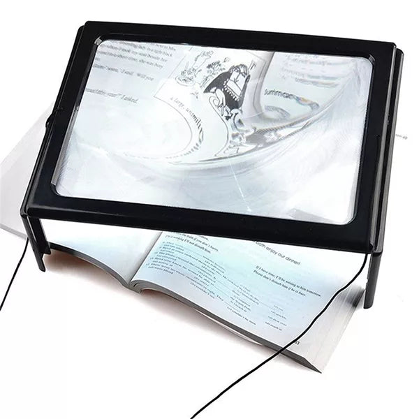 3X LED Page Magnifying Glass – Full Page Reading Magnifier with Light for Books, Newspapers & Small Print, Seniors & Low Vision Aid