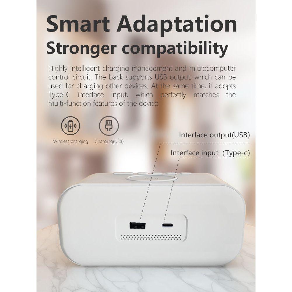 2-in-1 Digital Alarm Clock with Wireless Qi Charging Pad – LED Display Smart Bedside Clock, USB Charger Station for iPhone, Android, Bedroom & Office
