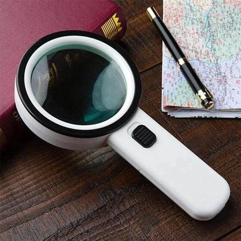 30X LED Lighted Magnifying Glass – High-Magnification Illuminated Optical Magnifier for Reading, Jewelry, Coins, Stamps & Electronics Repair