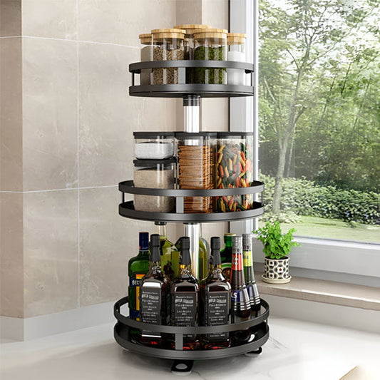 3-Tier Swivel Rotating Metal Organizer – 360° Countertop Storage Rack for Kitchen, Bathroom & Office, Spice Rack, Cosmetic & Desk Organizer