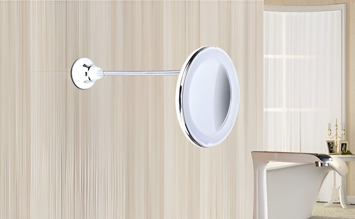 10X LED Magnifying Makeup Mirror on Suction Cup – Lighted Bathroom Vanity Mirror, 360° Rotation, for Makeup, Skincare & Shaving