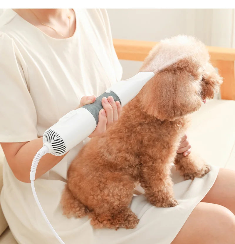 3-in-1 Dog Hair Dryer & Grooming Brush – Quiet Pet Blow Dryer with Comb, Slicker & Deshedding Attachments for Dogs & Cats, Reduces Shedding