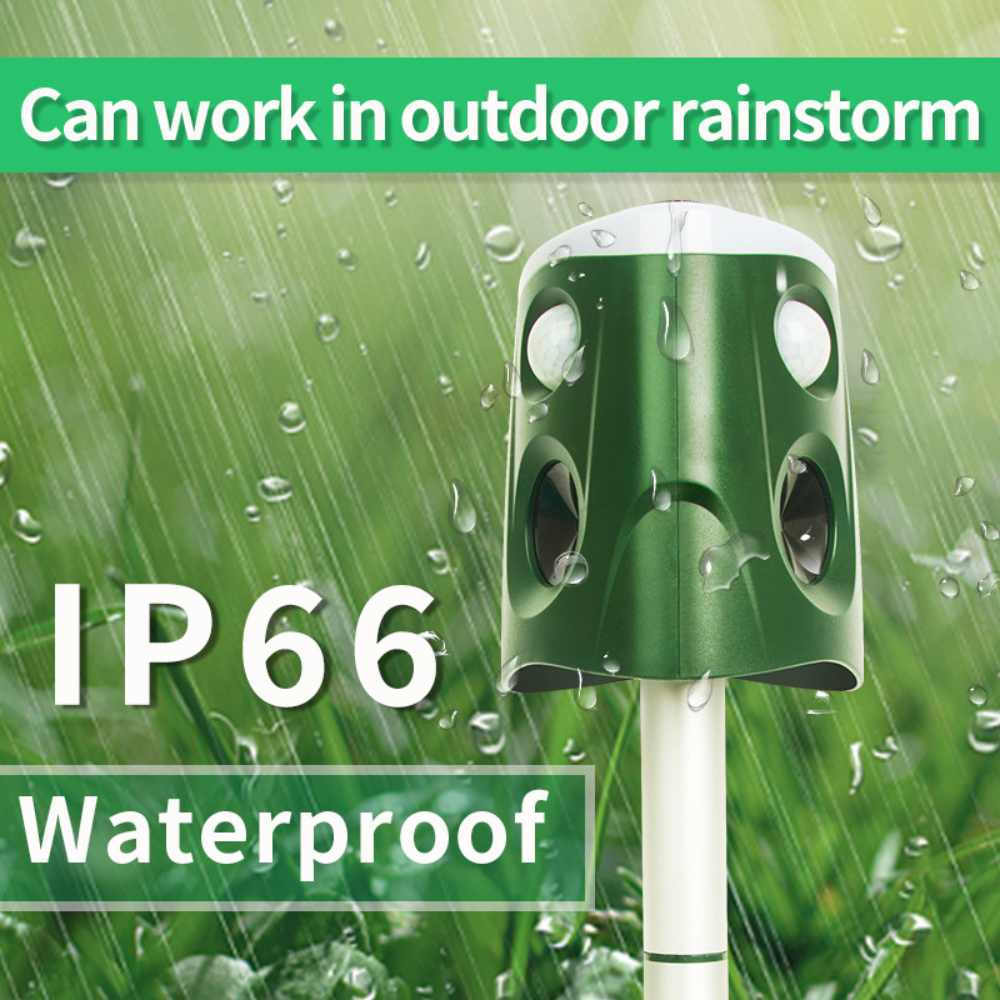 360° 3-in-1 Ultrasonic Animal & Cat Repellent – Solar Powered Outdoor Pest Deterrent with Sonic, Ultrasonic & Flashing Light Modes