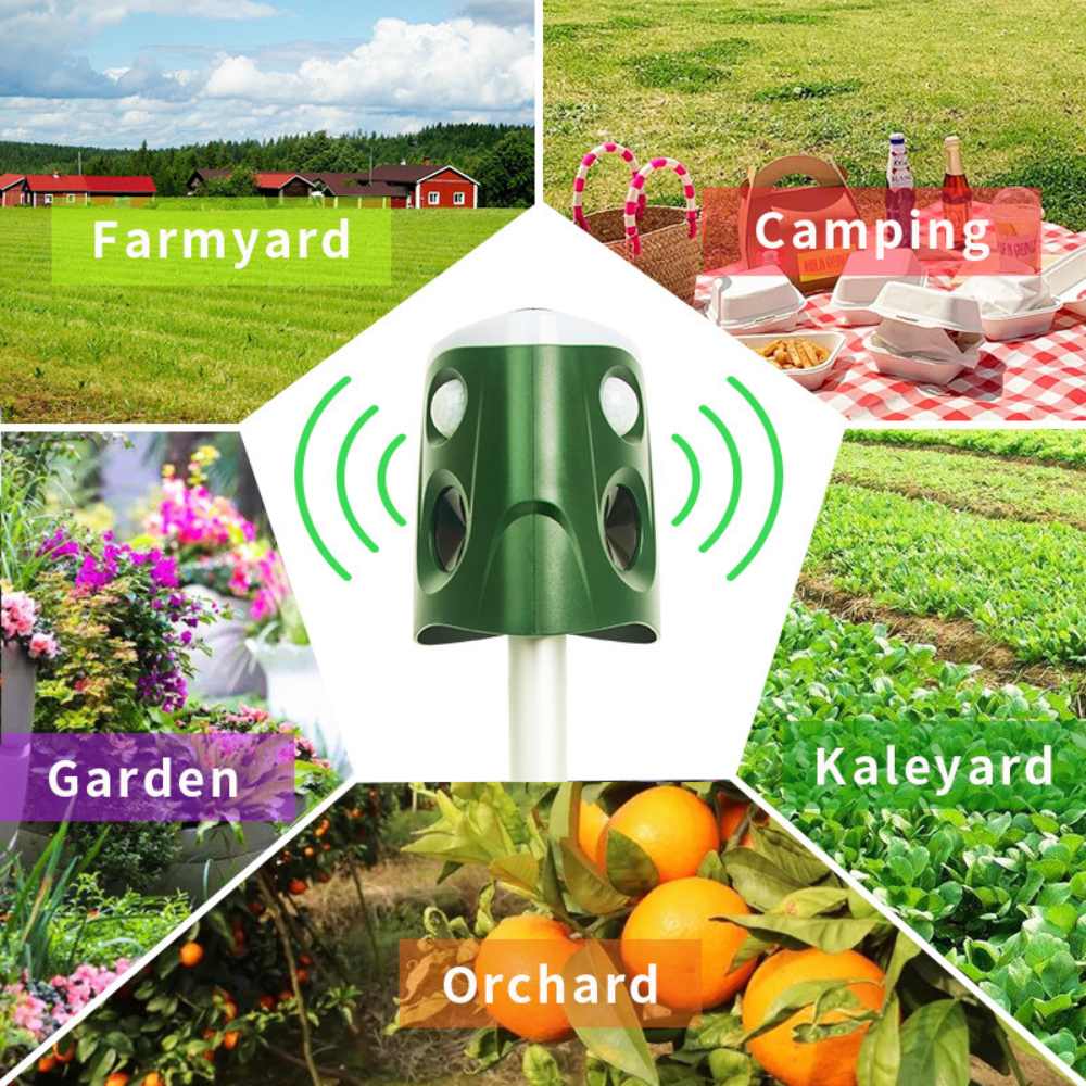 360° 3-in-1 Ultrasonic Animal & Cat Repellent – Solar Powered Outdoor Pest Deterrent with Sonic, Ultrasonic & Flashing Light Modes