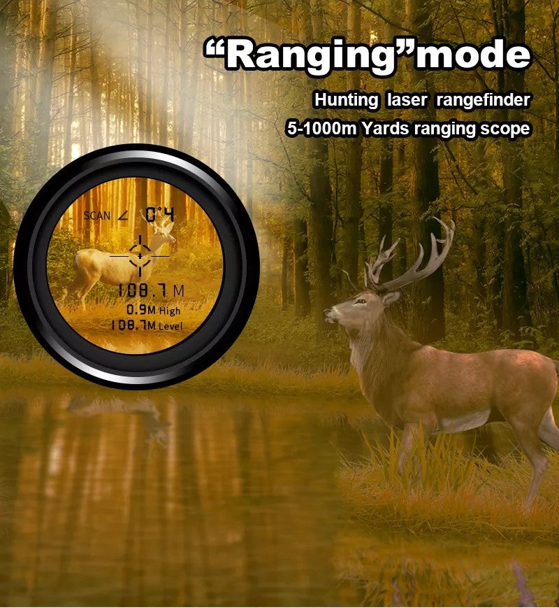1000 Yard Hunting Laser Range Finder – Waterproof Golf & Archery Rangefinder with Slope Compensation, 6X Magnification, Fast Focus