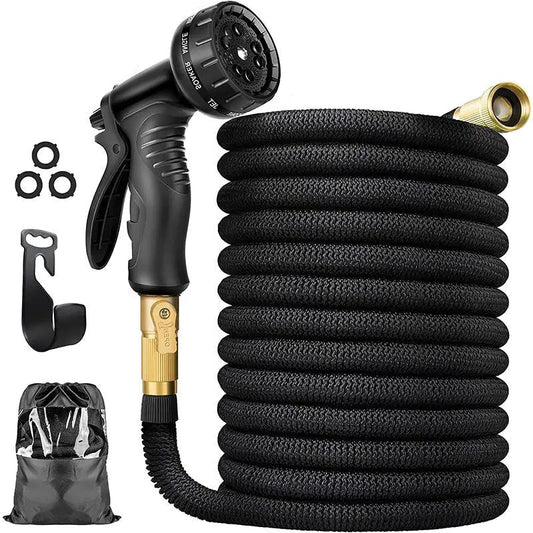 Expandable Garden Water Hose – Lightweight Flexible No-Kink Hose Pipe with 9-Pattern Spray Nozzle, 50FT & 100FT, for Lawn, Car Wash & Watering