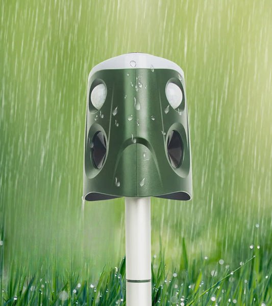 360° 3-in-1 Ultrasonic Animal & Cat Repellent – Solar Powered Outdoor Pest Deterrent with Sonic, Ultrasonic & Flashing Light Modes