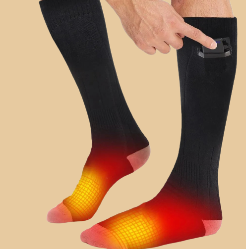 2 Pairs Rechargeable Heated Socks – Electric Battery Heated Thermal Socks for Men & Women, 3 Heat Settings, Up to 8 Hours Warmth for Winter Outdoor Activities
