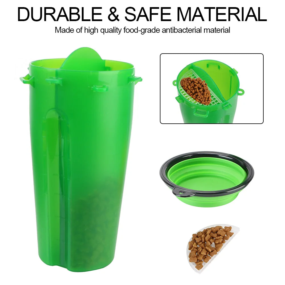 2-in-1 Collapsible Pet Water Bottle & Food Feeder – Portable Dog & Cat Travel Dispenser with Leak-Proof Bowl for Walking, Hiking & Outdoor Adventures