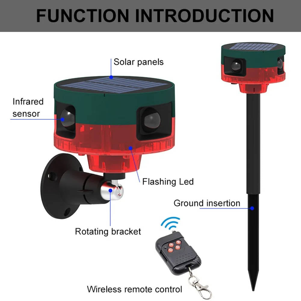360° Solar Ultrasonic Animal Repeller – Garden Pest Deterrent for Pigeons, Birds, Wild Boar, Rabbits & Deer, Waterproof Outdoor Spike Repellent