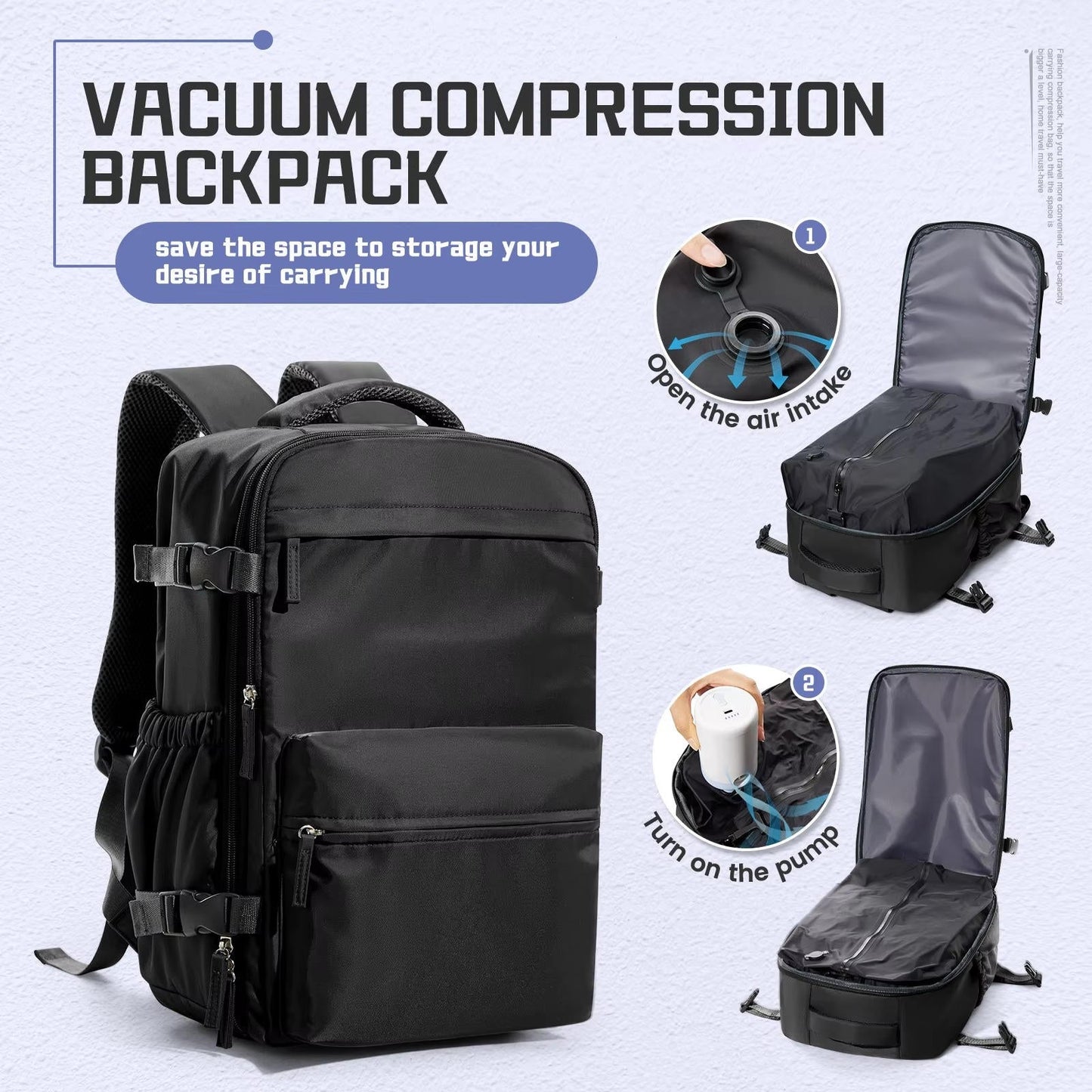 15.6 Inch Laptop Travel Backpack – Vacuum Compression Anti-Theft Carry-On Bag for Men & Women, Business Travel, Weekender, TSA-Approved