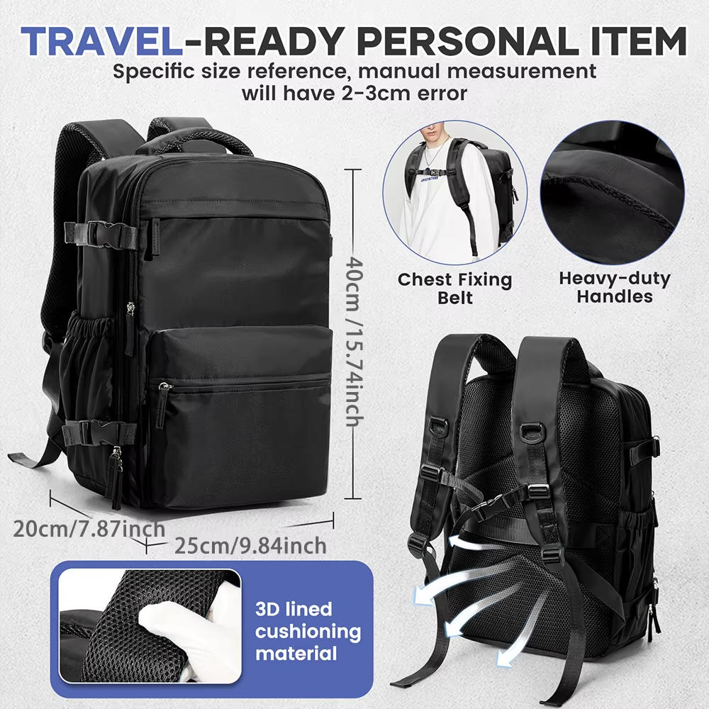 15.6 Inch Laptop Travel Backpack – Vacuum Compression Anti-Theft Carry-On Bag for Men & Women, Business Travel, Weekender, TSA-Approved