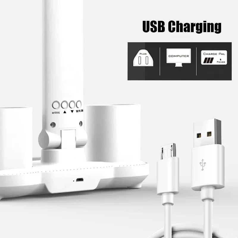 3-in-1 Multifunction LED Desk Lamp – Touch Dimmable Table Light with USB Charging Port & Phone Holder for Home Office, Study & Bedroom