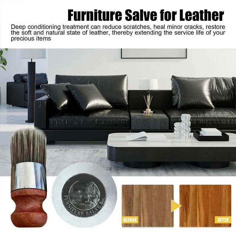 120ml Leather Furniture Repair Salve Set – Leather Conditioner, Restorer & Scratch Filler for Couches, Car Seats, Sofas, Bags & Leather Goods