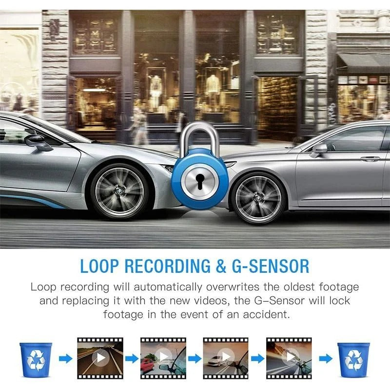 1080P Full HD Dual Lens Dash Cam – Front and Rear Car Camera with 4-Inch LCD Screen, Night Vision, Loop Recording, G-Sensor