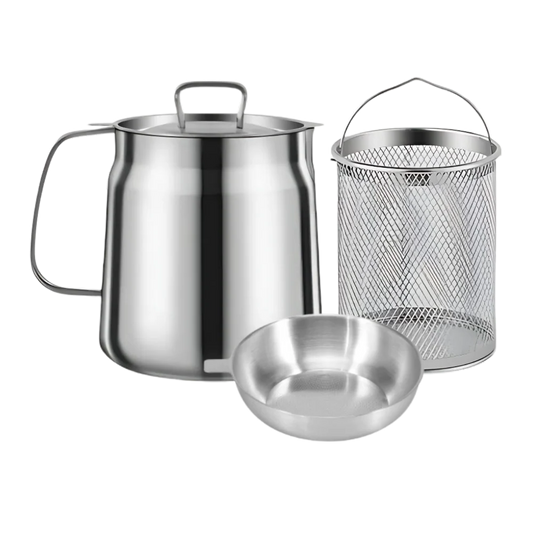 2-in-1 Stainless Steel Deep Frying Pot with Oil Strainer Lid – Japanese Tempura Fryer with Drain Rack, Reusable Oil Filter for Healthy Frying