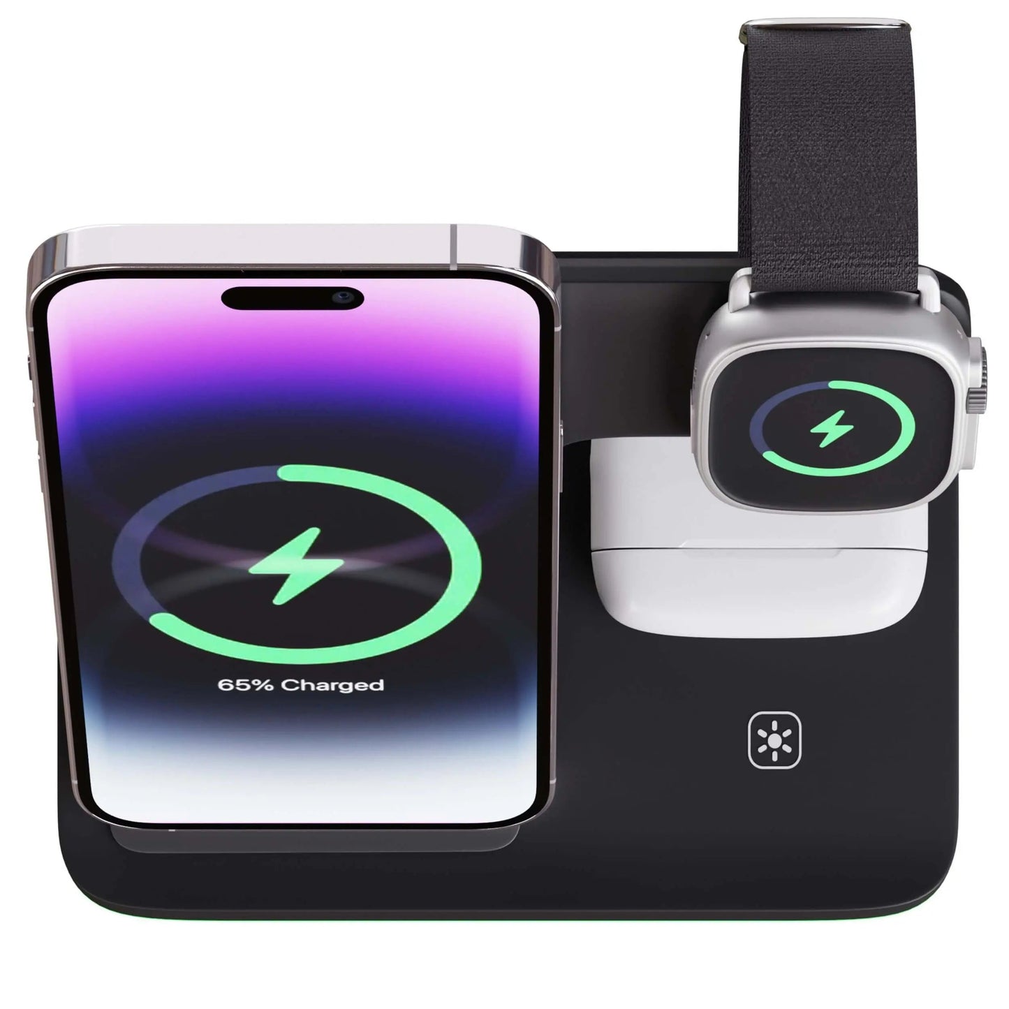 3-in-1 Apple Charging Dock Station – iPhone, Apple Watch & AirPods Wireless Charger Stand, MagSafe Compatible, Available in Black & White