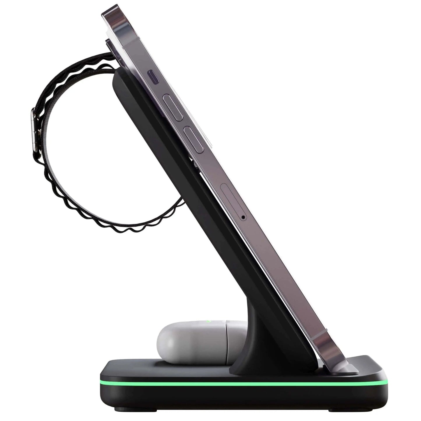 3-in-1 Apple Charging Dock Station – iPhone, Apple Watch & AirPods Wireless Charger Stand, MagSafe Compatible, Available in Black & White