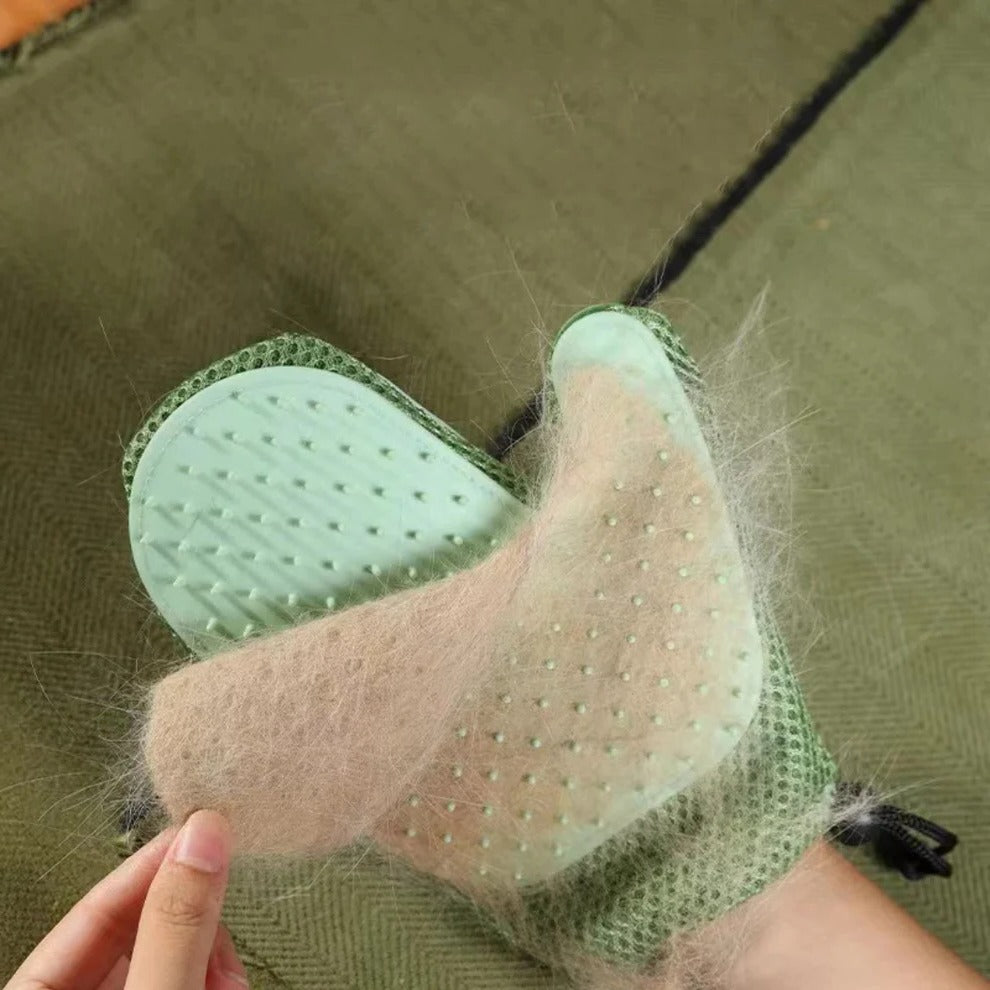2-in-1 Cat Grooming Glove – Pet Hair Removal Massage Brush Mitt for Cats, Dogs & Rabbits, Reduces Shedding, Gentle Deshedding Grooming Tool
