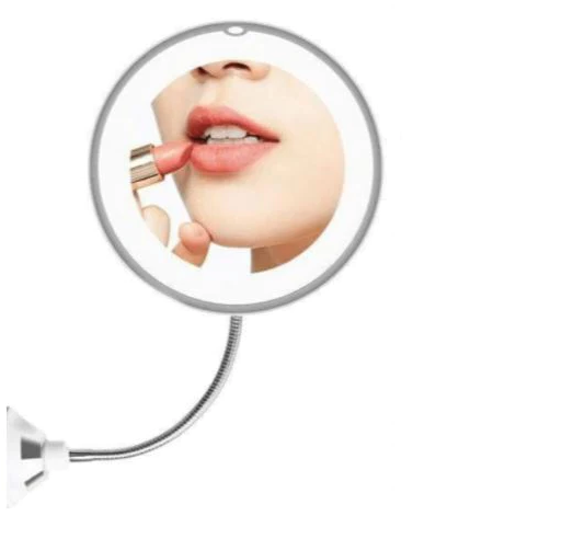 10X Magnifying LED Lighted Gooseneck Makeup Mirror – 360° Flexible Arm Vanity Mirror for Precision Makeup, Travel, Wall Mount, USB Powered