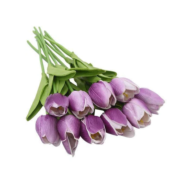 10x Artificial Silk Tulip Flowers – Realistic Faux Tulip Bouquet for Home Decor, Wedding Centerpieces, Vase Arrangements, Spring Floral Display