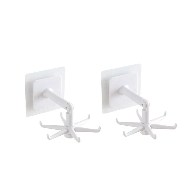 360° Rotating Self-Adhesive Utility Hooks – No-Drill Swivel Wall Hooks for Bathroom, Kitchen, Door & Bedroom, Heavy Duty Adhesive Hanger, Black & White