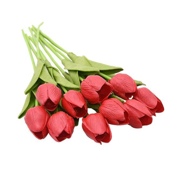 10x Artificial Silk Tulip Flowers – Realistic Faux Tulip Bouquet for Home Decor, Wedding Centerpieces, Vase Arrangements, Spring Floral Display