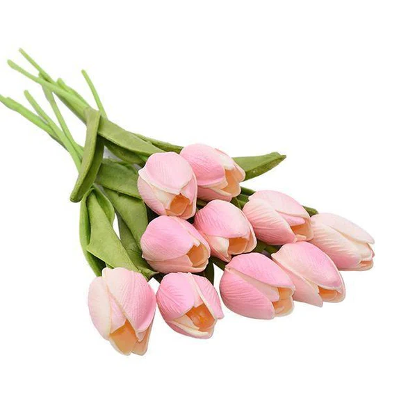10x Artificial Silk Tulip Flowers – Realistic Faux Tulip Bouquet for Home Decor, Wedding Centerpieces, Vase Arrangements, Spring Floral Display