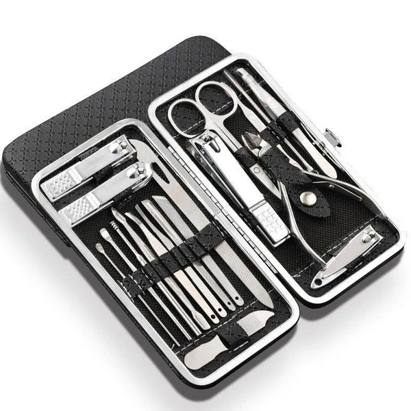 19-in-1 Stainless Steel Manicure Set & Nail Clipper Kit – Complete Professional Nail Care Tools for Men & Women, Travel Grooming Kit