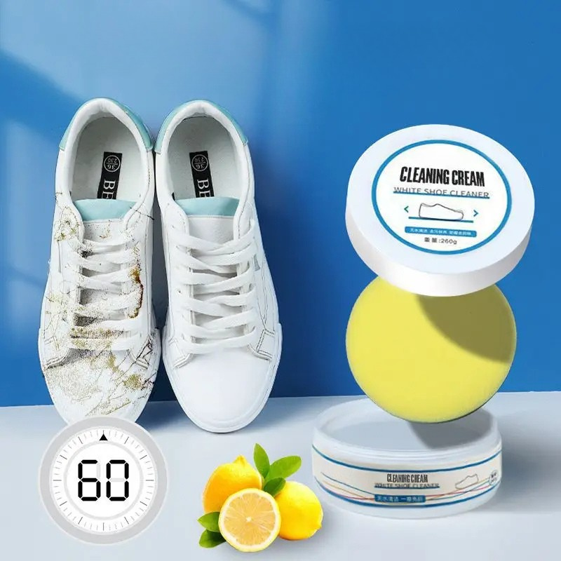 White Shoe Cleaner Cream 100g – All-Purpose Sneaker Cleaning Foam, No-Water Formula for Canvas, Leather & Rubber, Restores Bright White